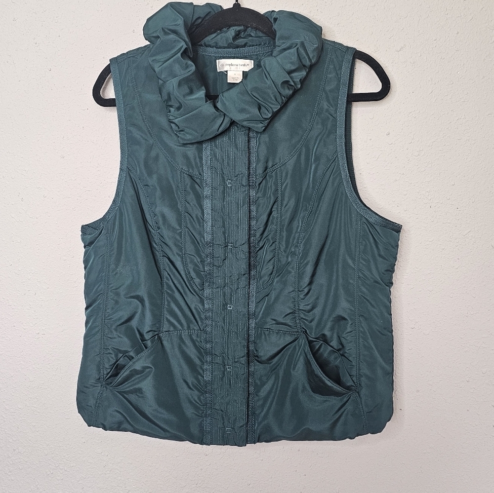Christopher & Banks Green Vest‎ Womens L Large Fall Layering Mature